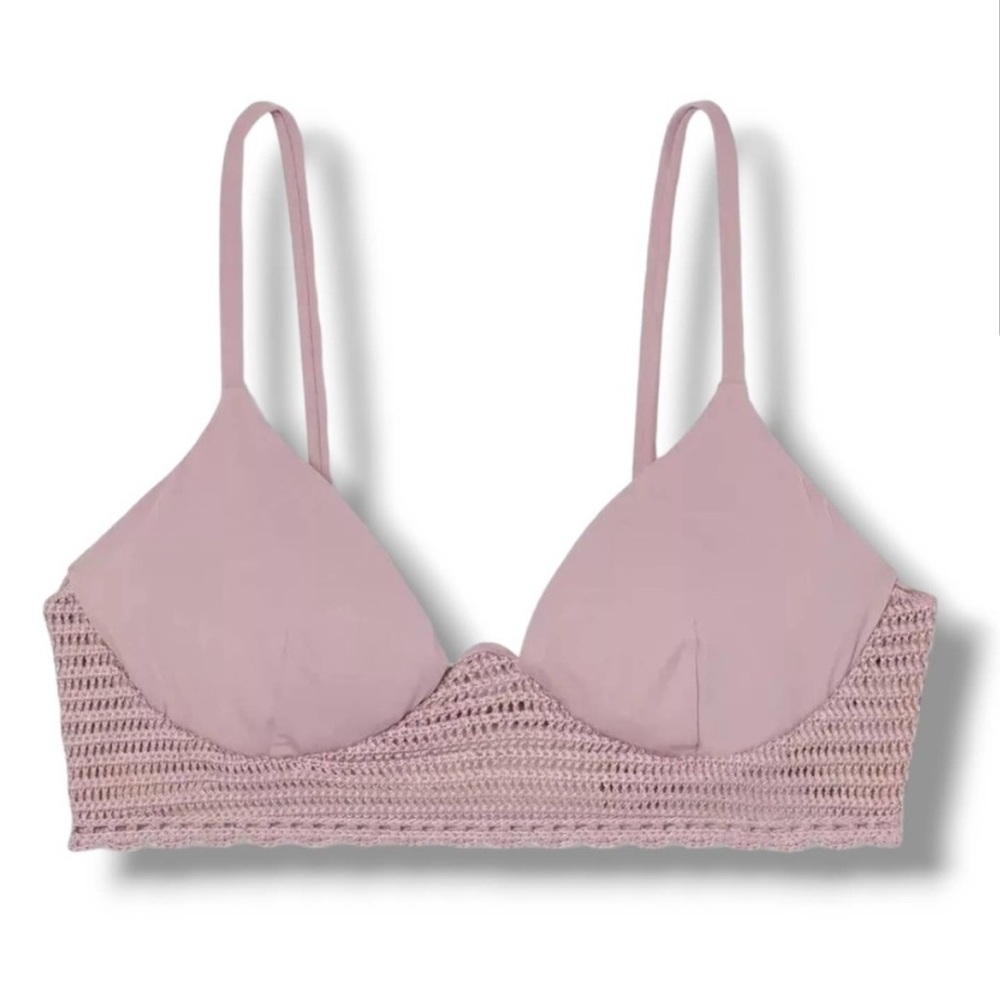 Shade & Shore -  Longline Crochet Detail Bikini Top